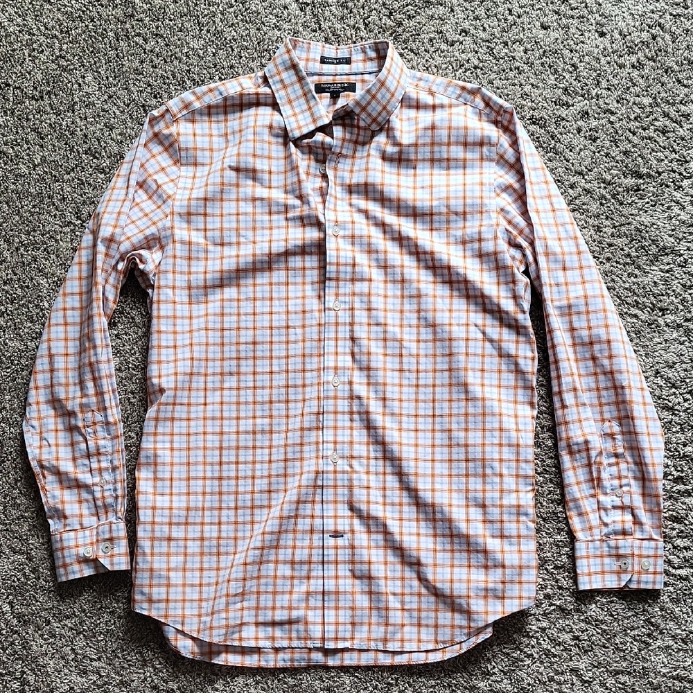 Men's Orange And Blue Checkered Shirt